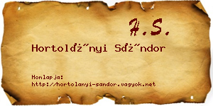 Hortolányi Sándor névjegykártya
